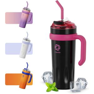 40 oz Tumbler with Handle and Straw Lid, Stainless Steel Vacuum Insulated Tumbler for Home, Office, GYM or School, Keep Cold & Hot Leakproof Travel Sports Water Bottle