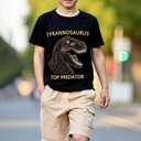 3D Dinosaur Printed Clothes for Boys, Cute Cartoon Animal T-Shirt and Shorts Summer Outfits 2 pcs (Black)