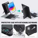 Nillkin Protective iPad A16 11th 10th Gen Case with Keyboard, Portrait/Landscape Modes, Detachable Backlit Keyboard with Larger Trackpad, Camera Cover& Pencil Holder for iPad 11th 2025/10th 2022 10.9"