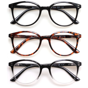 3 Pack Reading Glasses Spring Hinge Stylish Readers Black/Tortoise for Men and Women (3 Mix, +2.25)