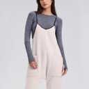 Gacaky Womens Winter Fleece Jumpsuits Casual Warm Onesie Rompers Sleeveless Loose Overalls Jumpers with Pockets (Beige, S)