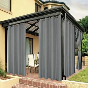 BONZER Waterproof Indoor/Outdoor Curtains for Patio Thick Privacy Grommet Curtains for Bedroom, Living Room, Porch, Pergola, Cabana, 1 Panel, 54W x 95L inch, Grey