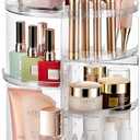 Masirs, Rotating Makeup Organizer - Adjustable Shelf Height and Fully Rotatable, The Perfect Round Spinning Cosmetic Organizer for Bedroom Dresser or Vanity Countertop Storage. (Clear)