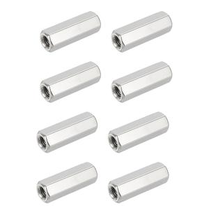 Hex Coupling Nuts, M10 x 1.0-Pitch UNF 30mm/1.18" Length, 8 Pack 304 Stainless Steel Rod Coupling Nut for Threaded Rods & Studs