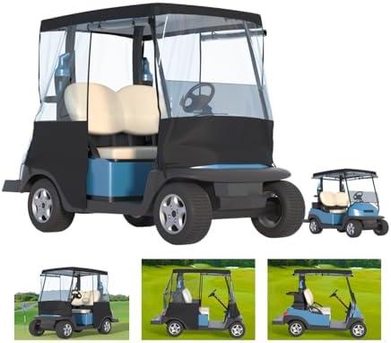 Golf Cart Cover, For 2 Seater, Driving Use, 4 Sides Rolled Up, Waterproof, Windproof, Dustproof, 600D Waterproof Oxford Cloth, Super Transparent EVA, For Club Car Precedent/Tempo/ Onward, EZGO