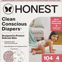 The Honest Company Comfort Dry Disposable Diapers for Sensitive Skin, Hypoallergenic, Wild Thang + All The Alpacas, Super Club Box Size 4 (22–37 lbs) 104 Count
