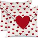 AACORS Valentine's Day Pillow Covers 18X18 Set of 2,Love Heart Decorations Holiday Farmhouse Decorative Pillow Case for Sofa Couch (White)