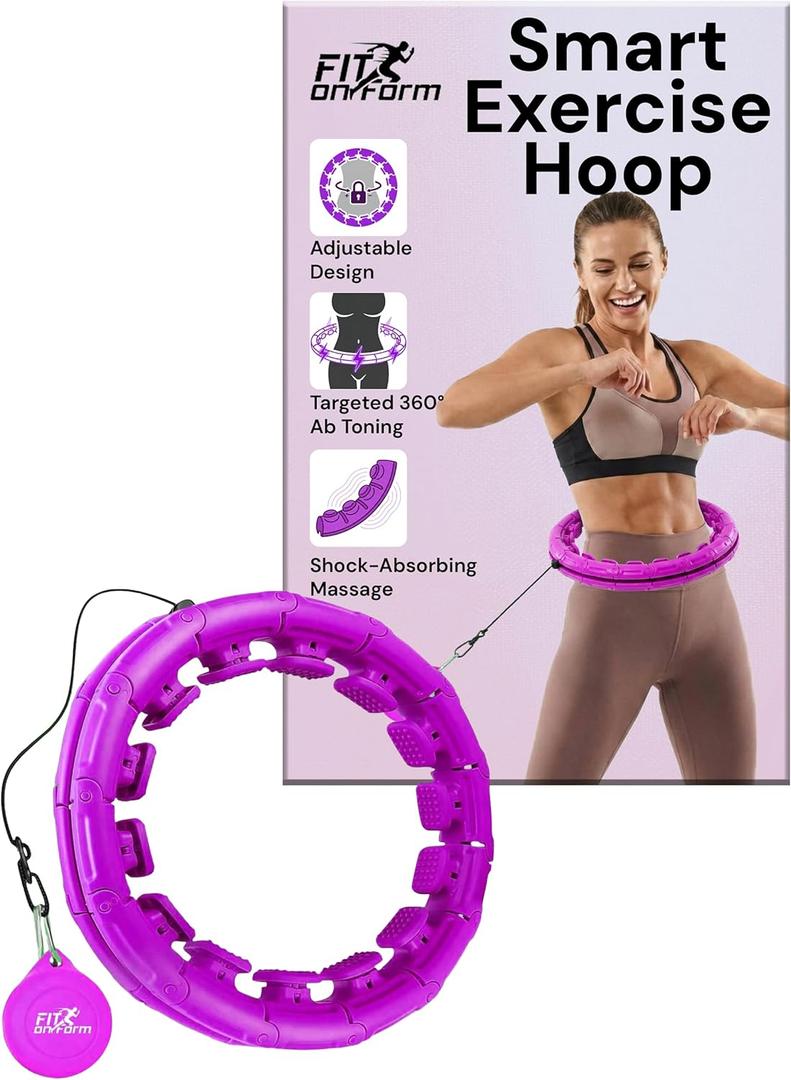 FIT ON FORM Infinity Weighted Hula Hoop for Adults Weight Loss, Smart Exercise Hola Circle Hoop for Women Abs Workout