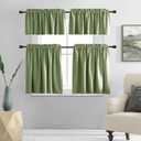 DONREN Sage Green Window Valances for Kitchen -Blackout Valances for Window with Rod Pocket (42 by 18 Inch,2 Panels)