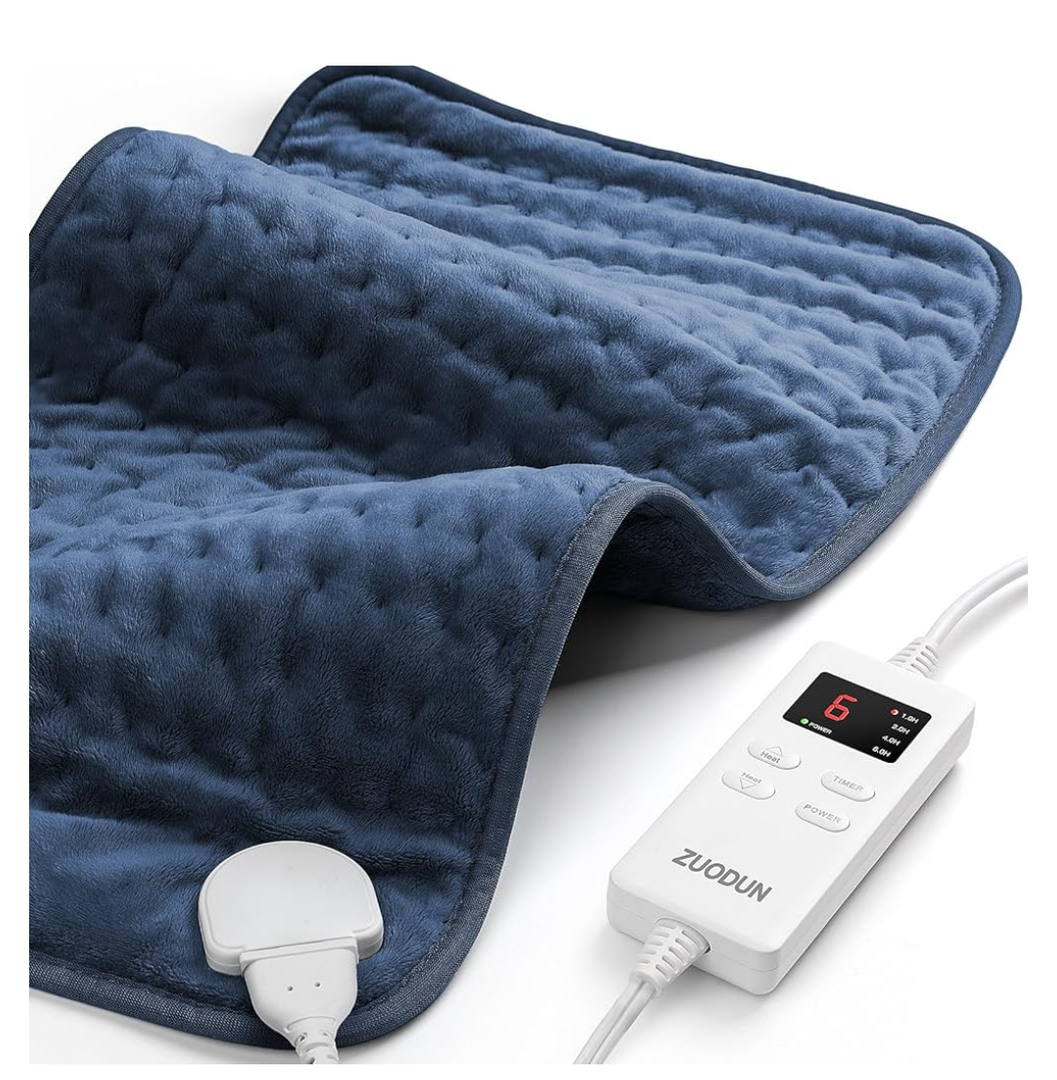 Heating Pad for Back Pain Relief, ZUODUN Electric Heating Pads for Cramps with Auto Shut Off & 6 Heat Levels, Moist Heat Therapy, Machine Washable, LED Controller, Gifts for Women, Men, Blue