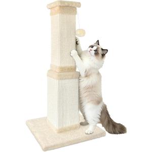 Cat Scratching Post for Large Cats, Cat Scratcher for Indoor Cats Adults, Sturdy Sisal Scratch Post to Protect Furniture, 32 Inch, Beige