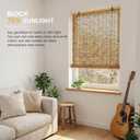 Roman Shades for Windows Bamboo Roller Shades for Patio Porch Light Filtering Sunshade Retro Natural Reed Blinds for Outdoor Windows, 31" W x 72" H