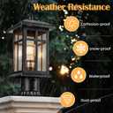 Brilvibera 2 Packs Outdoor Post Light, Black Pole Lantern Lighting Fixture with Pier Mount Base, Exterior Lamp Post Lantern with Glass for Garden Yard Patio Path