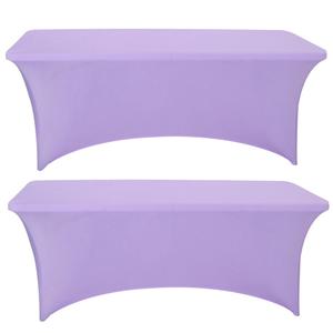Hanbertti 2 Pack Spandex Table Covers Stretchable Tablecloth Universal Rectangular Fitted Tablecloth Protector Wrinkle Free Table Covers for Party, Wedding Birthday, Banquet(Lilac,8ft)