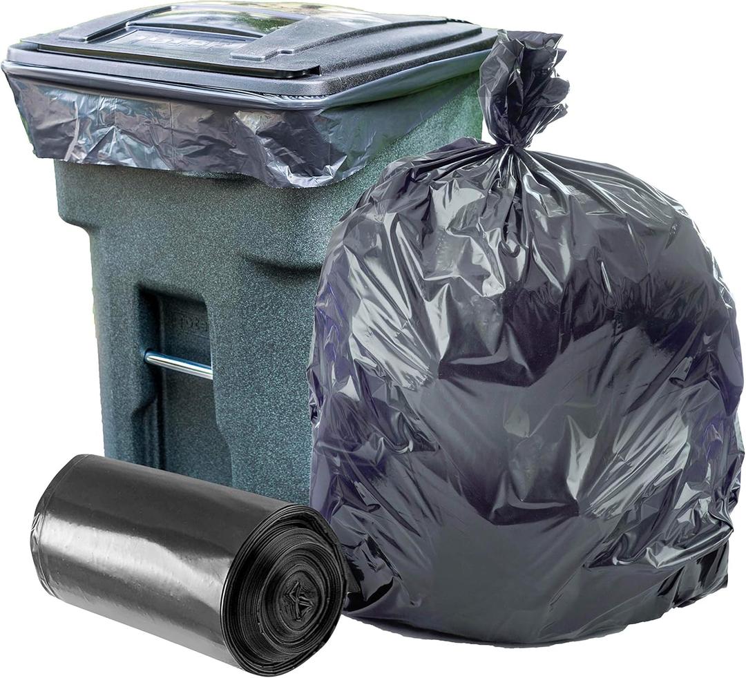Plasticplace 95-96 Gallon Heavy Duty Trash Bags, Garbage Bags, Puncture-Resistant, Fits Rollaway Cans & Drums, Durable Large Plastic Bags (50 Count)
