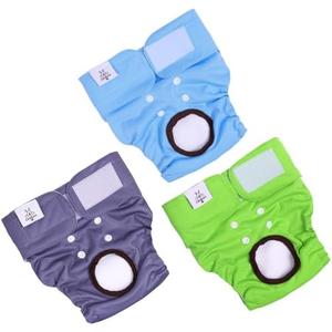 CuteBone Dog Diapers Female Washable Small Medium Large 3 Pack Reusable Doggie Diapers Puppy Period Pants for Doggy Heat Cycle Peeing D67XS, XS 