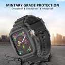 Compatible with Apple Watch 9/8/7/SE (2nd)/SE/6/5/4 42mm/44mm Band for Men, Rugged Full Protection Shockproof Case with TPU Band for iwatch 42/44/45mm Blackgray