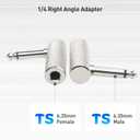 Cable Matters 2-Pack 1/4 Right Angle Adapter - 6.35mm TS Right Angle Guitar Adapter for Electric Guitars, Bass AMP, Mixers & Equalizers