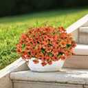 Artificial Mums for Outdoor Fall Decor Fall Flowers, 12 Bundles Fake Mums Artificial Flowers Fall Decorations for Home, Fake Plants for Outdoor Planters UV Resistant for Porch Yard Outside (Orange)