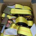 Car Tie Down Straps for Trailers (4PK) Flat Hooks Lasso Style and 2'' X 96'' Tie Down Webbing Easily Secure Tire Tie-Downs for Any Car, SUV, Jeep or Sports Car (Yellow)