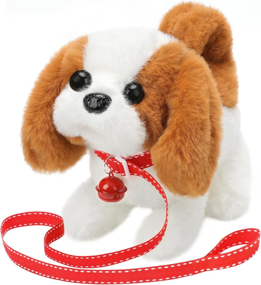 Plush Saint Bernard Toy Puppy Electronic Interactive Dog - Walking, Barking, Tail Wagging, Stretching Companion Animal for Kids Toddlers