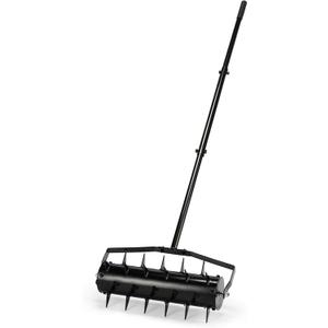 Rolling Lawn Aerator, 56" L x 16" W, Manual Lawn Aerators Tool w/Detachable Steel Handle, Grass Aerator w/Tine Spikes, Lawn Aeration Machine for Garden, Yard, Cropland to Loose Soil
