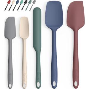 Coukre Silicone Spatula Set of 5,High Temperature Resistant, Food Grade Silicone, Dishwasher Safe, for Baking, Cooking (Pure Colorful A)