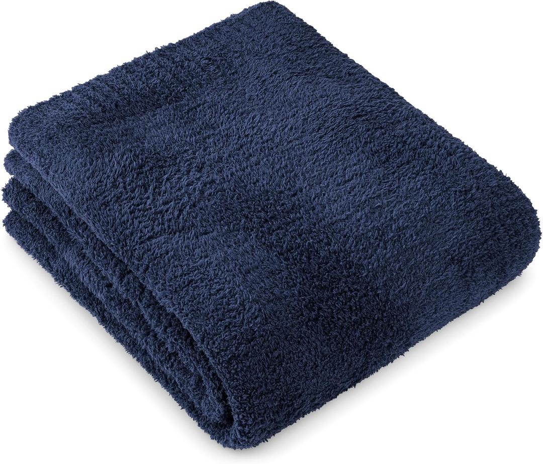 Super Soft Throw Blanket for Couch, Fluffy Cozy Lightweight Navy Blue Blanket, Large Fuzzy Warm Knit Blanket for Bed Sofa, Dark Blue