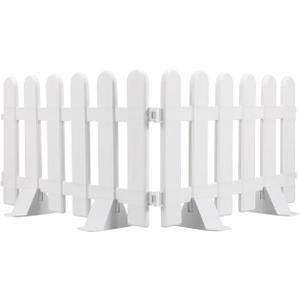 Milisten 2pcs Plastic Picket Fence Edgings Garden Fence with Bases Garden Driveway Gates for Front Yard Tree Lawn Flowerbeds Backyard Decor White