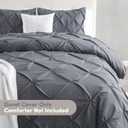 Nestl Dark Grey Duvet Cover King Size - Soft Double Brushed Duvet Set with Button Closure & Corner Ties, 3 Piece Luxurious Pinch Pleated Duvet Cover Set 104x90 Inches with 2 Pillow Shams