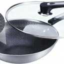13 Inch Nonstick Frying Pan,Stainless Steel Frying Pan, Skillet with lid Suitable for Induction,Ceramic,Gas Cooktops and Ovens