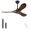 42'' Outdoor Ceiling Fan no Light,Solid Wood Ceiling Fan with Remote Control,Quiet and Reversible DC Motor with Large Airflow for Living Room,Patios,Gazebo (dark walnut)