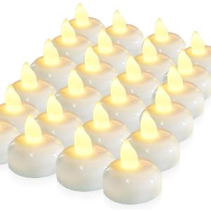 Homemory 200 Hours 21 Pack Flameless Floating Candles, Warm White Led Flickering Tealight Candles in Bulk, Decor for Wedding, Party, Centerpiece, Pool, Christmas
