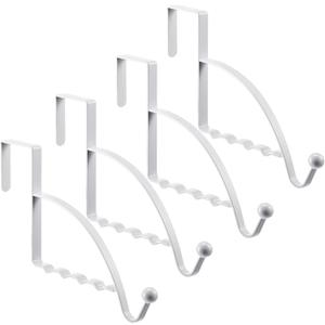 Hotop 4 Pieces Over The Door Hooks Hanger Multi Hanging Storage Organizers Valet Hooks for Coats Clothes Hoodies Hats Scarves Purses Keys Bath Towels Robes and More(White)