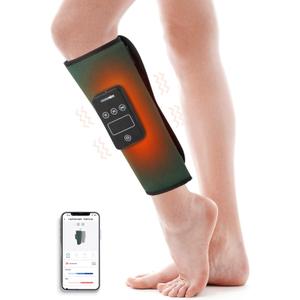 Cordless Leg Massager for Circulation and Pain Relief, Calf Massager with 4 Modes 3 Intensities 2 Heat Levels & App Control (Left)
