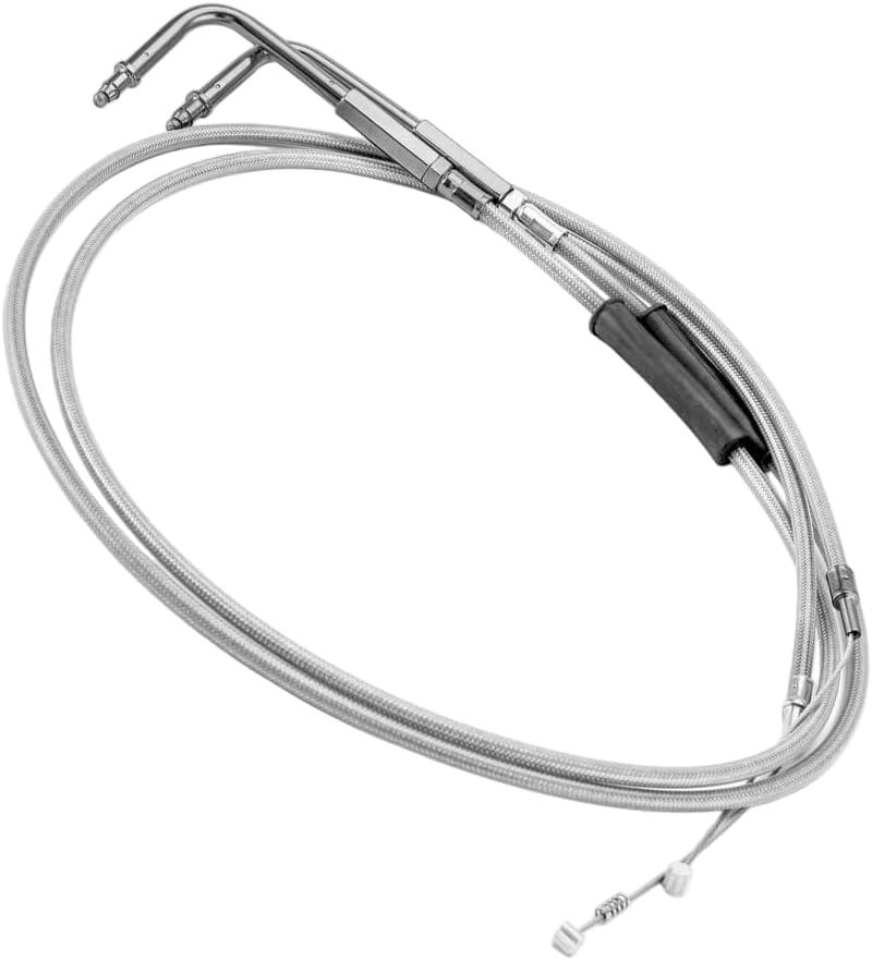 Extended Length 42" Throttle Cable & Idle Cable Kit Replacement for Harley Sportster XL 883 1200 Dyna Softail (2010-2023), Stainless Steel Chrome Plated, Compatible with OEM 56579-02A