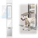 Dog Door for Sliding Glass Door, Adjustable Height 75 3/5" to 80" Sliding Door Pet Door Insert with Screen Design, Suitable for Large Dogs Up to 75 lbs, New