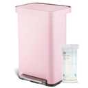 Home Zone Living 18.5 Gallon Large Stainless Steel Trash Can with Slow Closing Lid and Wide Opening, Virtuoso Collection, Pink