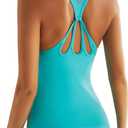 RUNNING GIRL Workout Tank Tops with Built in Bras for Women,Compression Shirt Strappy Back Athletic Yoga Tops (Green, M)