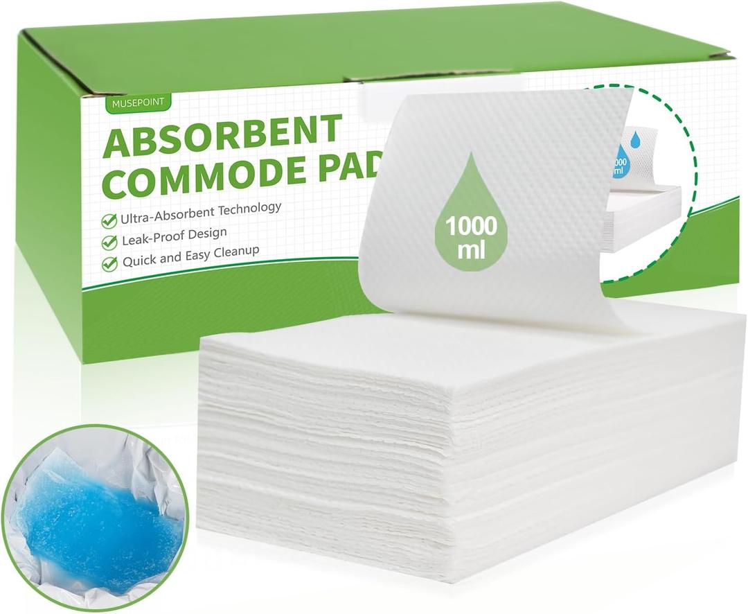 90 Pack Super Absorbent Commode Pads, Bedside Commodes Pads for Seniors, Potty Liner Pads for Portable Toilet Bags