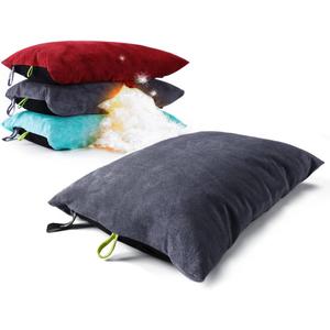 ZOOOBELIVES Down Filled Camping Pillow for Travel, Washable Soft Cover, Small Camp Cushion for Neck & Lumbar Support On-The-Go, Ultralight & Compressible for Hiking Backpacking (Gray Charcoal)