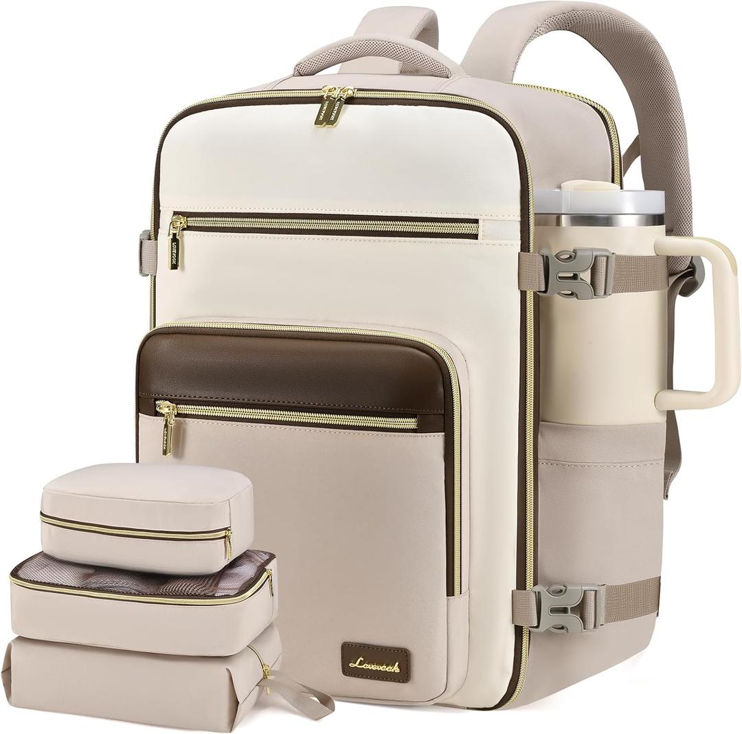 LOVEVOOK Travel Backpack For Women,40L Carry On Backpack Flight Approved,TSA Personal Item Travel Bag Fits 17 Inch Laptop,Business Weekender Overnight Daypack with Toiletry Bag and Cubes