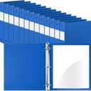 Henoyso Pack of 36 3 Ring Binder 1.5 Inch Plastic Flexible Round Binder Fits Letter Size 8.5 x 11 Inch Paper Holds 300 Sheets with 1 Pockets for Office School (Blue)