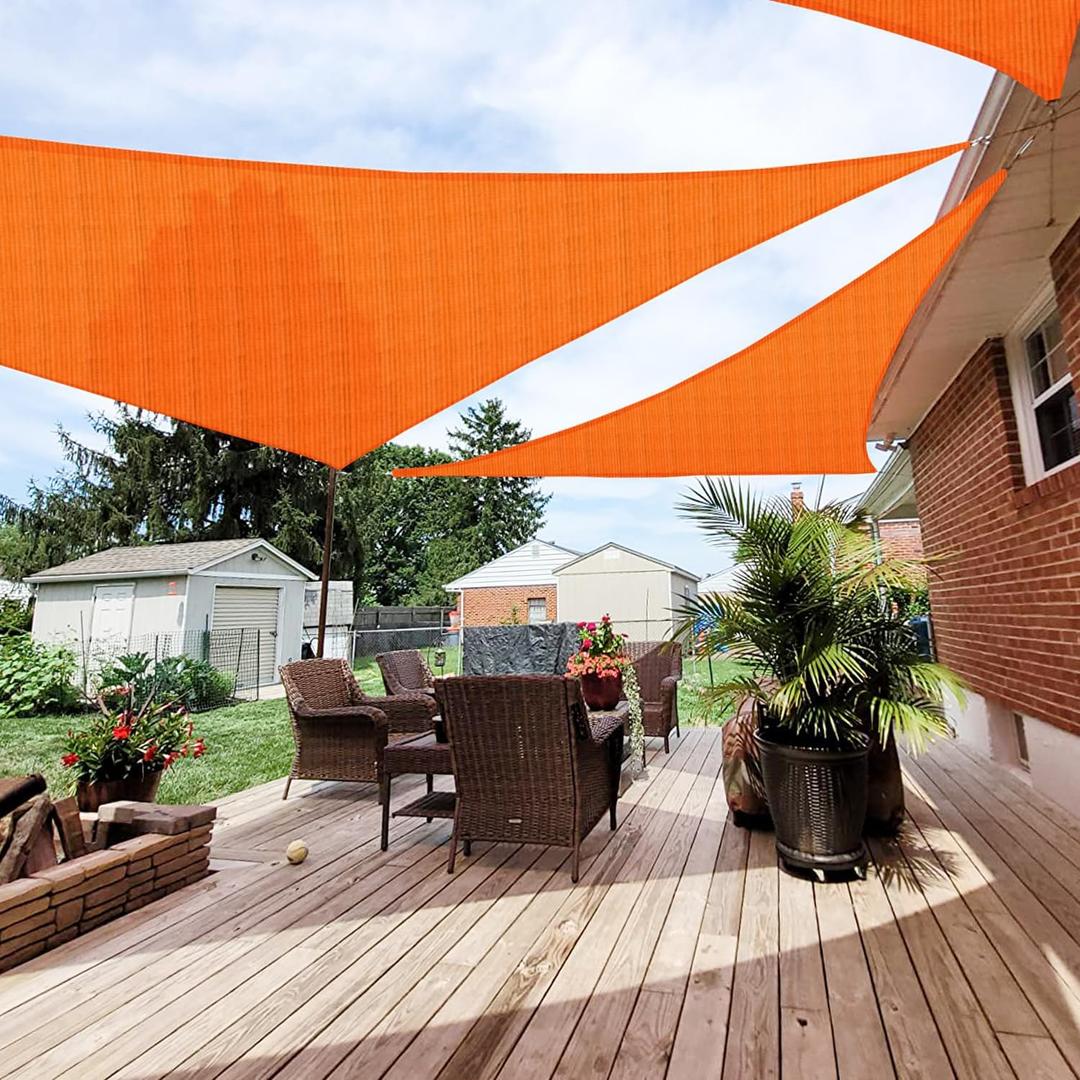 Patio Paradise 12' x 12' x 12' Sun Shade Sail Triangle Canopy Shade Cloth Fabric Sunlight Block Patio Pergola Cover HDPE Deck Awning for Outdoor Backyard Roof Shading, Orange