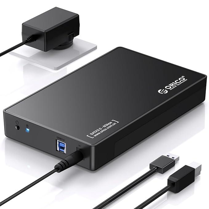 ORICO USB 3.0 External Hard Drive Enclosure for 3.5/2.5" SATA Hard Drives/SSD up to 16 TB, 3.5" tool-free HDD enclosure with 12V/2A power supply and UASP acceleration (3588US3)