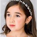 SWEETV Silver Flower Girl Headpiece for Wedding Crystal Baby Girl Headband Flower Crown Communion Hair Accessories for Birthday, Photography