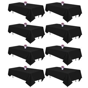 CKIKU 8 Packs Black Tablecloths 60x102 Inch Rectangular Table Cloths for 6 Foot Rectangle Tables, Wrinkle Resistant Washable Polyester Fabric Tablecloth for Dining Wedding Buffet Party Banquet