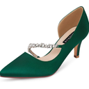 ERIJUNOR Women Mid Kitten Heels Closed Pointy Toe D’Orsay Pumps Wedding Party Shoes, 9