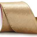 4" Champange Gold Velvet Gold Glitter Backing Wired Ribbon 10 Yards for Christmas Wedding Wreath Gift Wrapping Home Dcor DIY