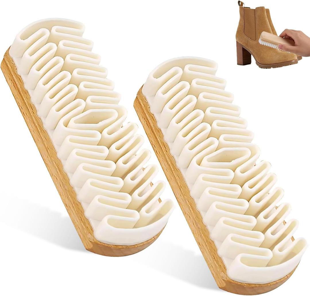 2PCS Suede Brush and Eraser Set,Professional Suede Shoe Cleaner for Shoes,Boots,Bag&Jackets,Wooden Handle Suede Cleaning Kit with Soft Brush&Stain Eraser for Nubuck,Leather&Furniture